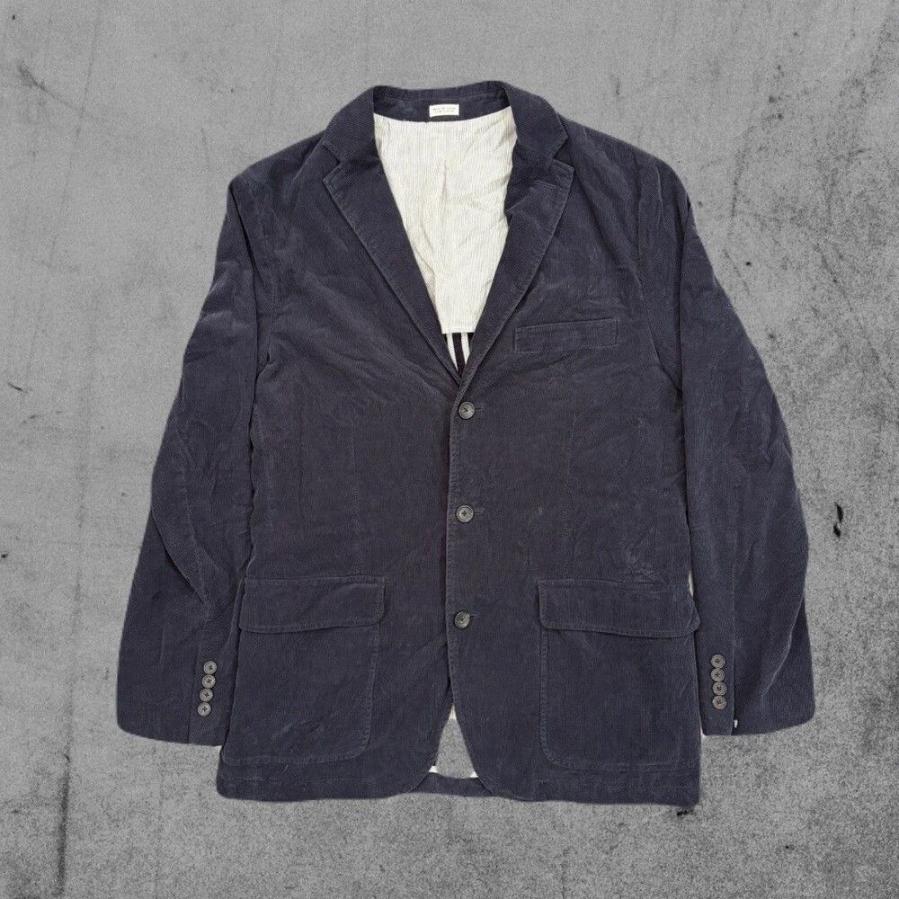 Y2K J Crew Blazer Mens Medium Black Vintage Cord Jacket Corduroy Cotton